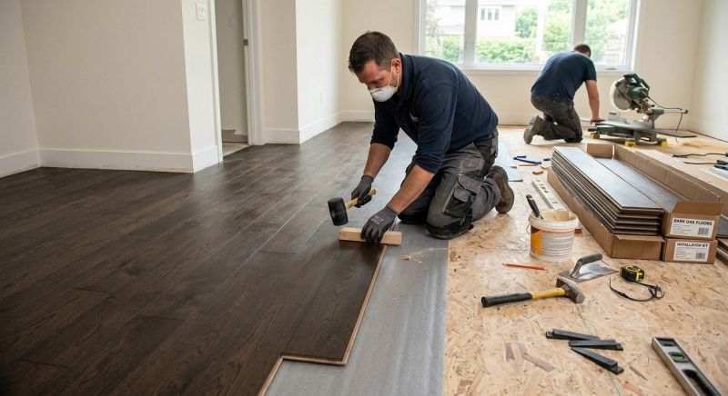 Dark Wood Floor Installation in Anne Arundel County, MD